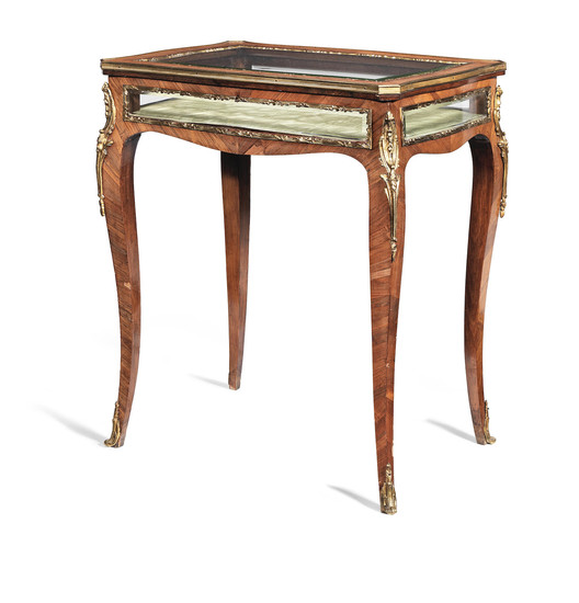 A French late 19th/early 20th century gilt bronze mounted rosewood bijouterie table