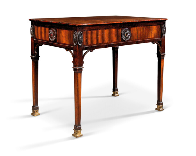 A GEORGE III MAHOGANY AND SATINWOOD-INLAID ARCHITECT'S TABLE