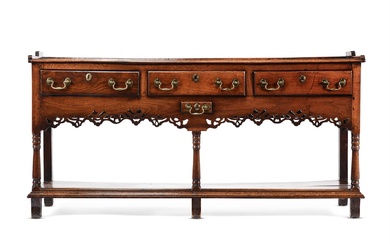 A GEORGE III WELSH OAK POTBOARD DRESSER BASE, POSSIBLY NEATH VALLEY, LATE 18TH CENTURY