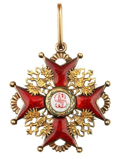 A GOLD IMPERIAL RUSSIAN ORDER OF ST. STANISLAUS