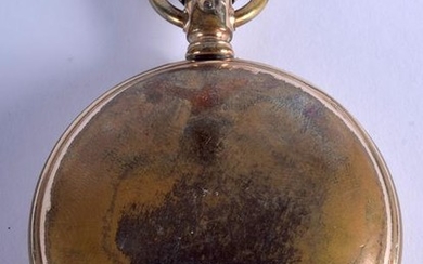 A GOLD PLATED POCKET WATCH. 5.25 cm wide.