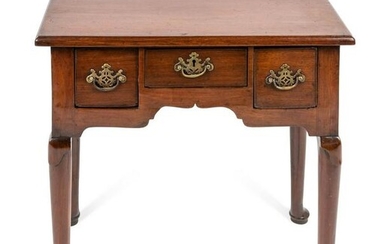 A George III Mahogany Three-Drawer Table Height 27 x