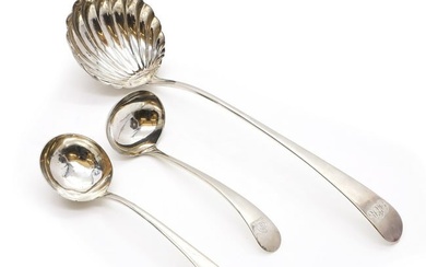 A George III silver soup ladle