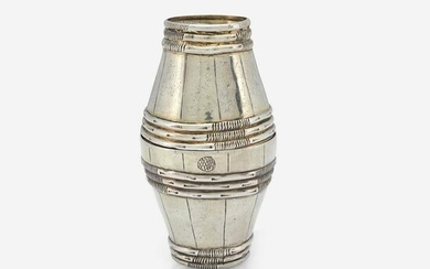 A German Baroque silver and silver-gilt barrel-form