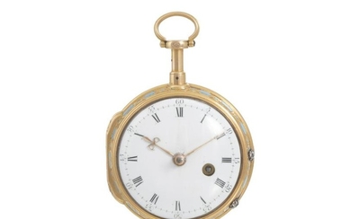 A Grant, London 18k gold and enamel pocket watch