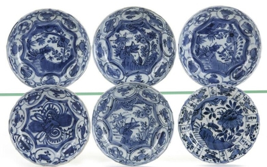 A LOT OF SIX CHINESE BLUE AND WHITE DISHES, WANLI