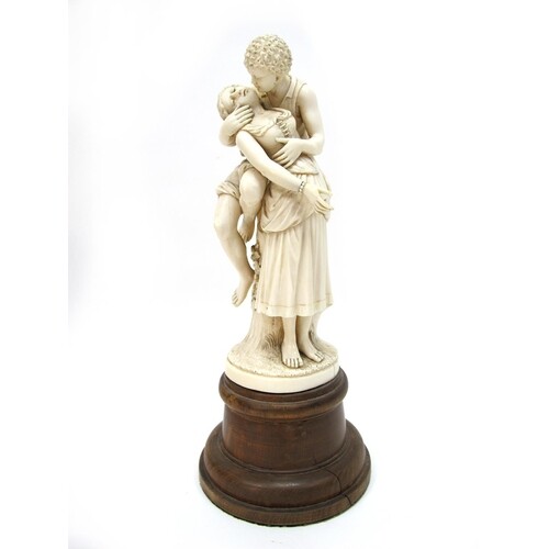 A Late XIX Century Ivory Figural Group, possibly Dieppe, car...