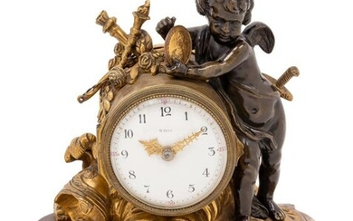 A Louis XV Style Gilt and Patinated Bronze and Marble