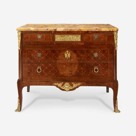 A Louis XVI Style Gilt-Bronze Mounted Parquetry Commode