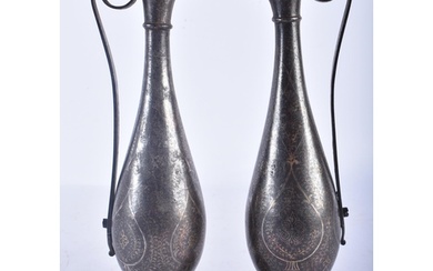 A PAIR OF 19TH CENTURY ISLAMIC PERSIAN MIDDLE EASTERN STEEL ...