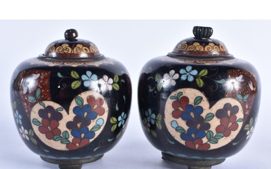 A PAIR OF 19TH CENTURY JAPANESE MEIJI PERIOD CLOISONNE ENAME...