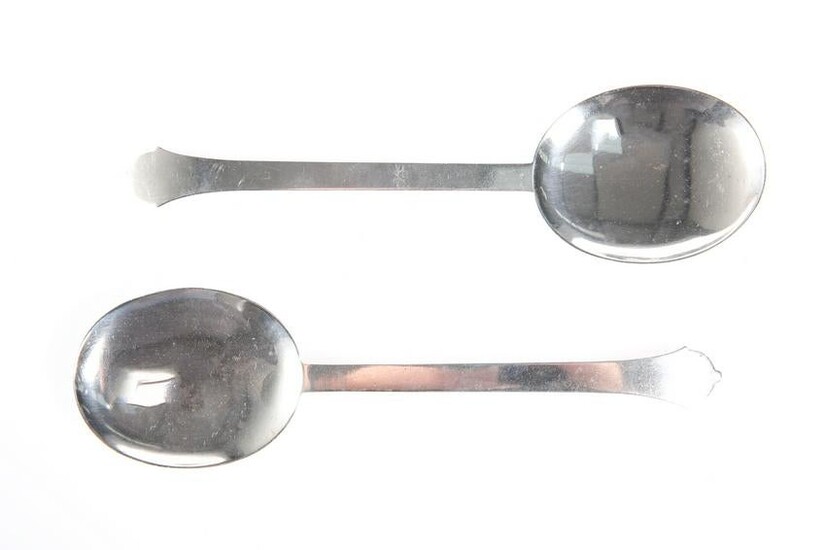 A PAIR OF ART DECO STERLING SILVER SERVING SPOONS, each