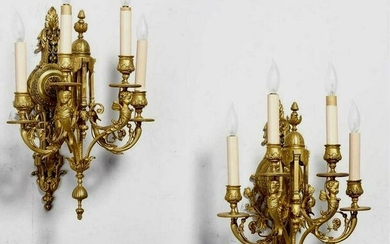 A PAIR OF DORE BRONZE FIGURAL WALL SCONCES