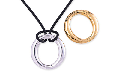 A PAIR OF 'SEVILLANA' GOLD AND SILVER PENDANTS BY TIFFANY