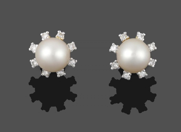 A Pair of 18 Carat White Gold Cultured Pearl and...