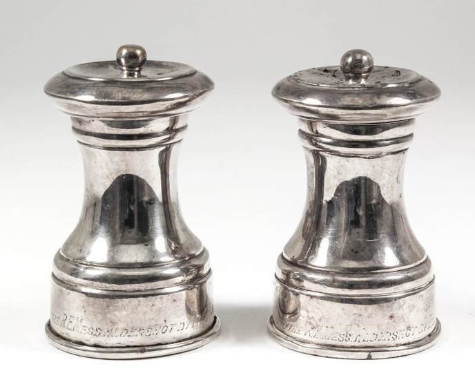 A Pair of Late Victorian Silver Salt and Pepper...