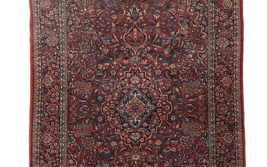 A Persian 20th century semiantique Kashan rug, classic medallion design with ornaments,...