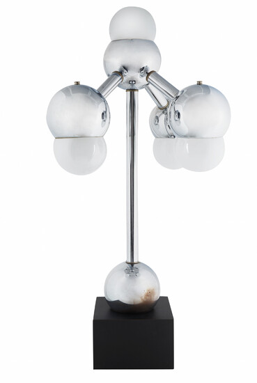 A ROBERT SONNEMAN CHROME MOLECULE TABLE LAMP