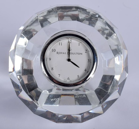 A ROYAL DOULTON CRYSTAL RADIANCE COLLECTION CLOCK. 7 cm