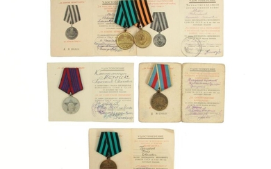 A RUSSIAN SOVIET MEDALS WITH ORIGINAL DOCUMENTS