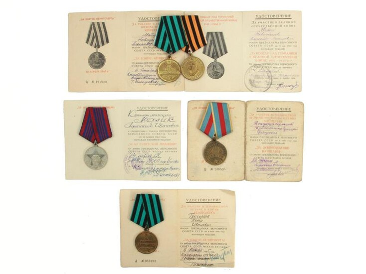 A RUSSIAN SOVIET MEDALS WITH ORIGINAL DOCUMENTS
