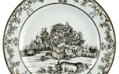 A Rare Chinese Grisaille Decorated Porcelain 'Nativity'