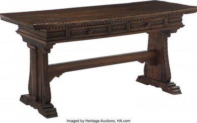 A Renaissance Revival Wood Library Table, 19th c