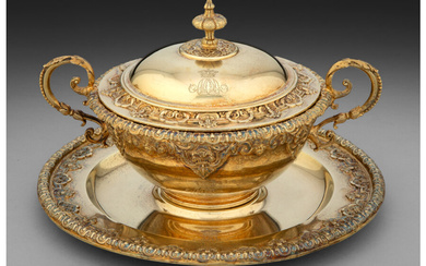 A Robert Garrad II Gilt Silver Covered Bowl and Stand (1849)