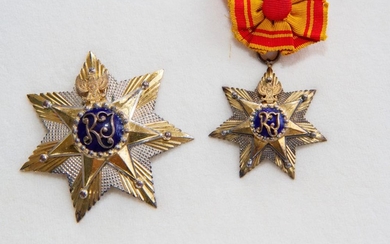 A Star of the Republic of Indonesia, II Class, Awarded to Valery Bykovsky in 1963. Two pieces for wearing a breast and on ribbon.