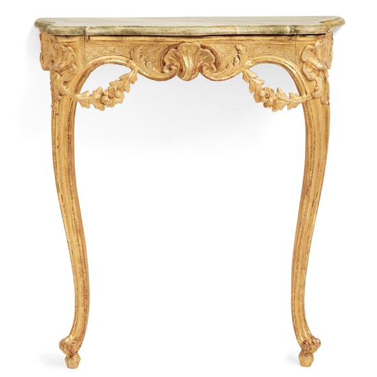 A Swedish Rococo console table, dated with Stockholm Hallmark 1763.