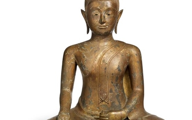 NOT SOLD. A Thai gilt bronze figure depicting a monk. Ratanakosin period, early 19th century. H. 67 cm. – Bruun Rasmussen Auctioneers of Fine Art