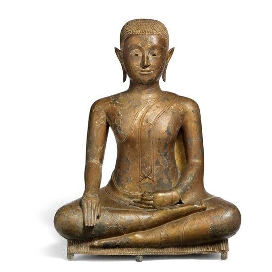 NOT SOLD. A Thai gilt bronze figure depicting a monk. Ratanakosin period, early 19th century. H. 67 cm. – Bruun Rasmussen Auctioneers of Fine Art