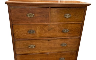 A VICTORIAN MAHOGANY CHEST Set with two short above three l...