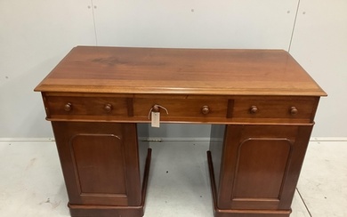 A Victorian mahogany pedestal kneehole dressing table, width...