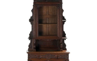 A Victorian oak carved wood cabinet