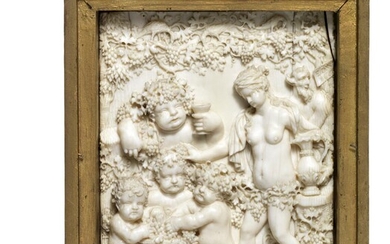 SOLD. A bacchanal. Ivory carving in relief inscribed EDW 166?. 12 x 10 cm. Framed. – Bruun Rasmussen Auctioneers of Fine Art