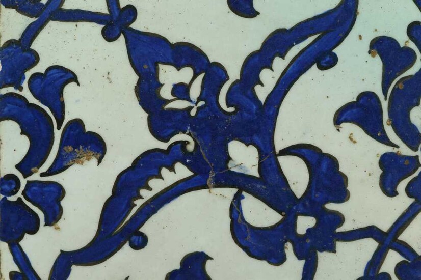 A blue and white 'Dome Of The Rock' pottery tile Ottoman Syria or Jerusalem, second half 16th century