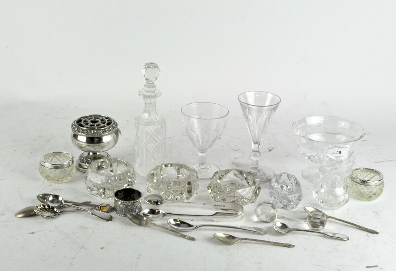 A collection of vintage and contemporary glassware and silver plate, to include salt dishes