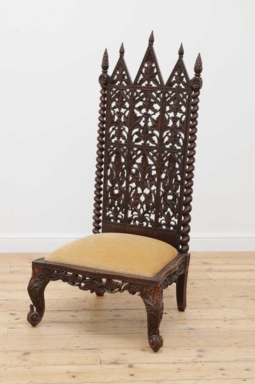 A colonial rosewood high-backed chair