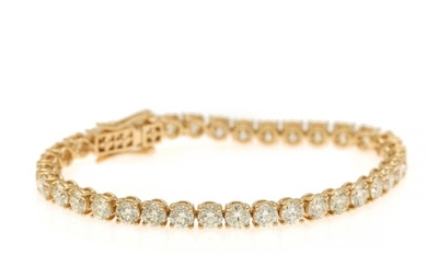 A diamond bracelet set with numerous brilliant-cut diamonds, totalling app. 13.18 ct., mounted in 18k gold. K-L/VS. L. 18 cm.