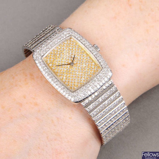 A diamond dress watch, with Omega movement, circa 1970s.