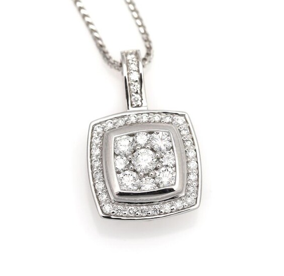 NOT SOLD. A diamond necklace with a pendant set with numerous diamonds weighing a total of app. 1.45 ct., mounted in 14k white gold. L. app. 45 cm. (2) – Bruun Rasmussen Auctioneers of Fine Art