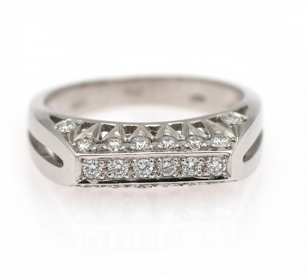 NOT SOLD. A diamond ring set with numerous brilliant-cut diamonds, mounted in 18k white gold....