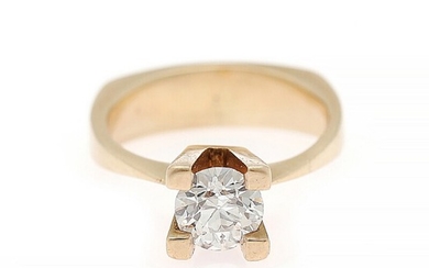 A diamond solitaire ring set with an old brilliant-cut diamond weighing app. 1.20 ct., mounted in 14k gold. W/SI. Size 54.
