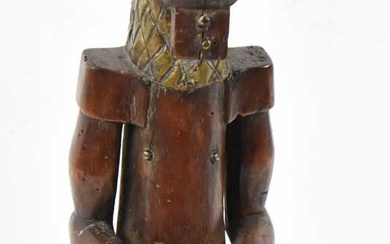 A fang reliquary figure, Gabon, applied with brass detail and...