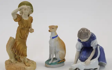 A group of decorative porcelain figures, 20th century, comprising: a Royal Worcester...