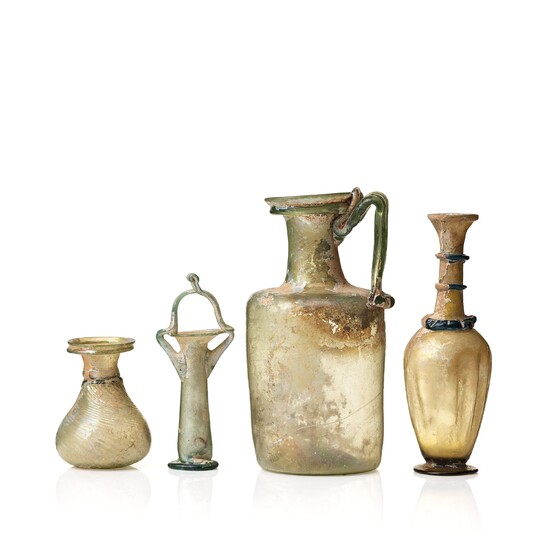 A group of roman glass ware, presumably 3rd-10th Century A.D.