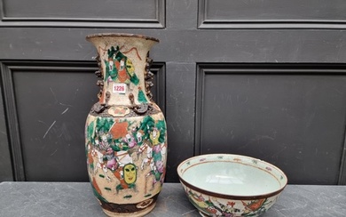 A large Chinese famille rose crackle glaze vase, 45cm h...