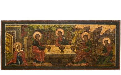 A large Russian icon showing the Old Testament Trinitiy, 18th century