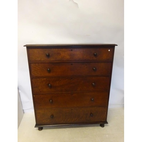 A large Victorian mahogany chest of 5 graduated drawers, ori...